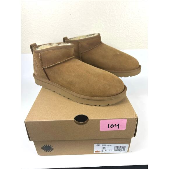 UGG Classic Ultra Mini Platform Chestnut Size 10 Boots 1116109 Booties Wool - Picture 3 of 16